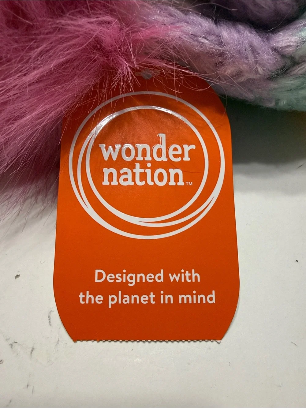 wonder nation Pink Multicolor Knit Pom Beanie with Faux Fur Pom